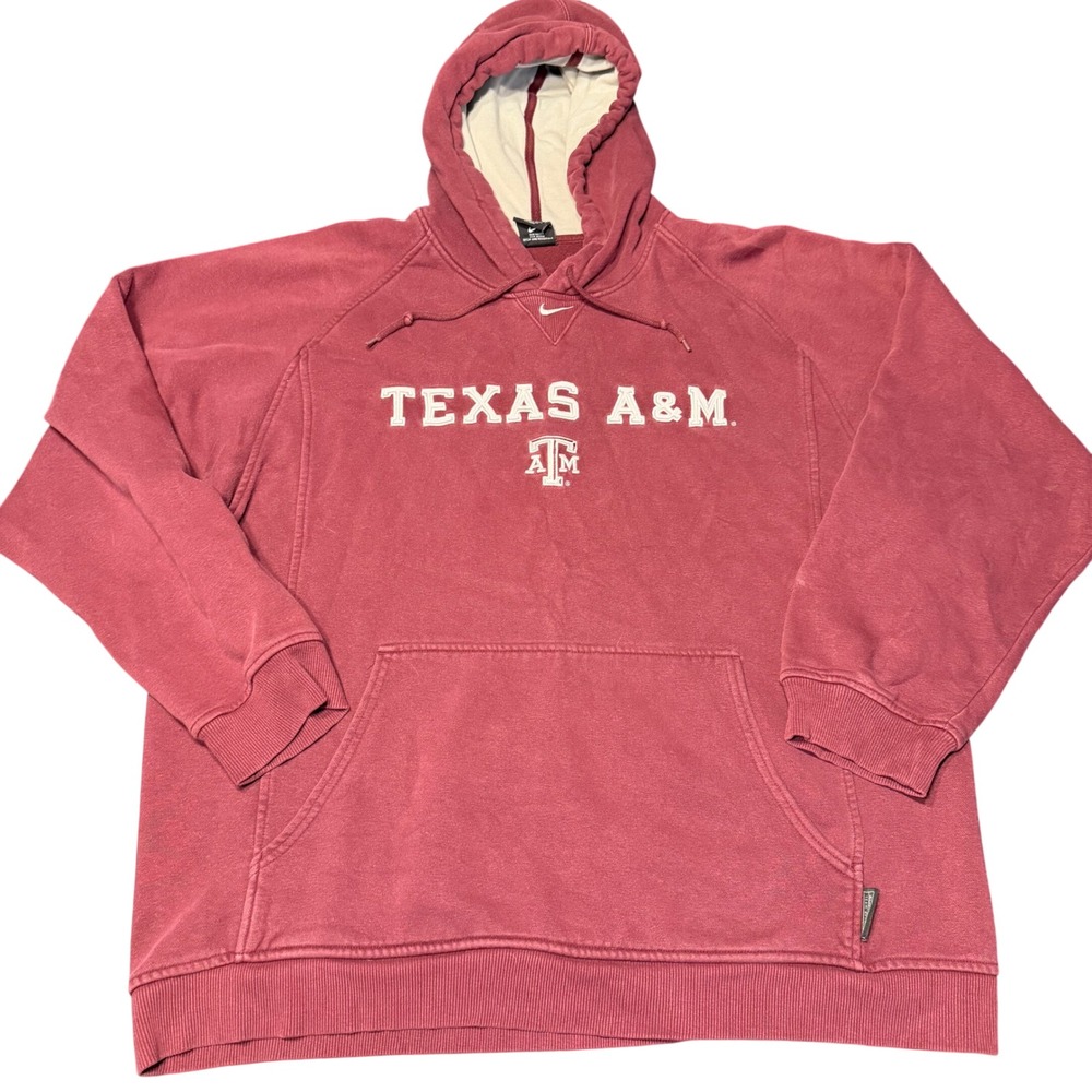 Vintage Nike Hoodie Texas A&M University Mens L Maroon Center Swoosh Sweatshirt